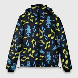 Куртка зимняя мужская Микрофон и ноты, цвет: 3D-светло-серый