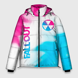 Куртка зимняя мужская Fallout neon gradient style: надпись, символ, цвет: 3D-черный