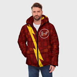 Куртка зимняя мужская Twenty One Pilots гитары и молния, цвет: 3D-черный — фото 2