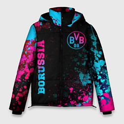 Куртка зимняя мужская Borussia - neon gradient: надпись, символ, цвет: 3D-черный