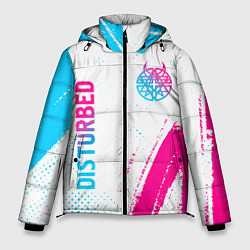 Куртка зимняя мужская Disturbed neon gradient style: надпись, символ, цвет: 3D-черный