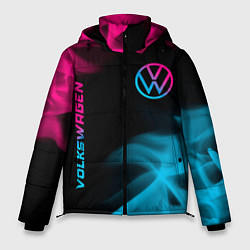 Куртка зимняя мужская Volkswagen - neon gradient: надпись, символ, цвет: 3D-черный