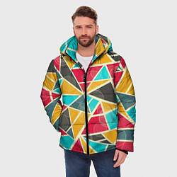 Куртка зимняя мужская Хаос из геометрических фигур, цвет: 3D-черный — фото 2
