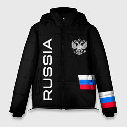 Куртка зимняя мужская Россия и три линии на черном фоне, цвет: 3D-черный