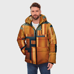 Куртка зимняя мужская Золотые геометрические слитки, цвет: 3D-черный — фото 2