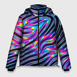 Куртка зимняя мужская Голографические полосы, цвет: 3D-черный