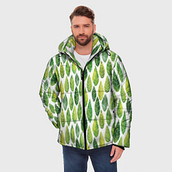 Куртка зимняя мужская Акварельные листья, цвет: 3D-черный — фото 2