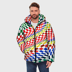 Куртка зимняя мужская Разноцветная оптическая иллюзия, цвет: 3D-красный — фото 2