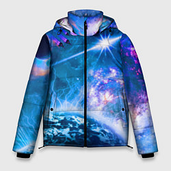 Куртка зимняя мужская Космос - планета и яркая звезда, цвет: 3D-светло-серый