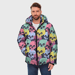 Куртка зимняя мужская Черепа разноцветные спрей, цвет: 3D-черный — фото 2