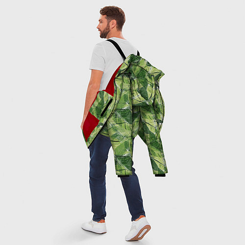 Мужская зимняя куртка Милитари листья крупные / 3D-Красный – фото 5