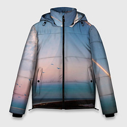 Куртка зимняя мужская Космос и планeты, цвет: 3D-черный