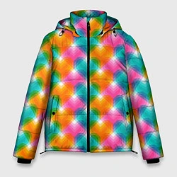Куртка зимняя мужская Светящиеся геометрические сердца, цвет: 3D-светло-серый