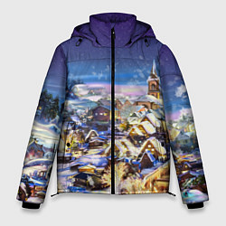 Куртка зимняя мужская Рождественская деревня, цвет: 3D-светло-серый