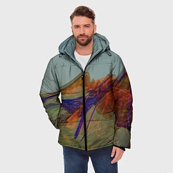 Куртка зимняя мужская Волнообразные разноцветные музыкальные линии, цвет: 3D-черный — фото 2