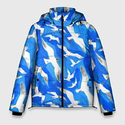 Куртка зимняя мужская Летящие чайки в небе, цвет: 3D-черный
