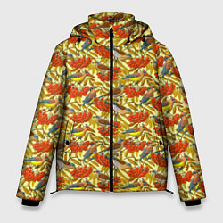 Куртка зимняя мужская Дрозды и свиристели на рябине, цвет: 3D-красный