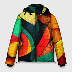 Куртка зимняя мужская Текстурированная цветная абстракция, цвет: 3D-черный