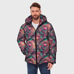 Куртка зимняя мужская Паттерн сердца и узоры, цвет: 3D-светло-серый — фото 2