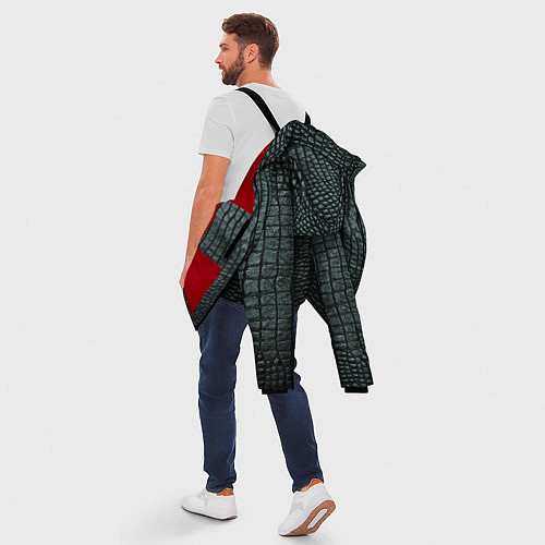 Мужская зимняя куртка Кожа крокодила - fashion / 3D-Красный – фото 5