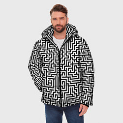 Куртка зимняя мужская Черно-белый лабиринт, цвет: 3D-красный — фото 2