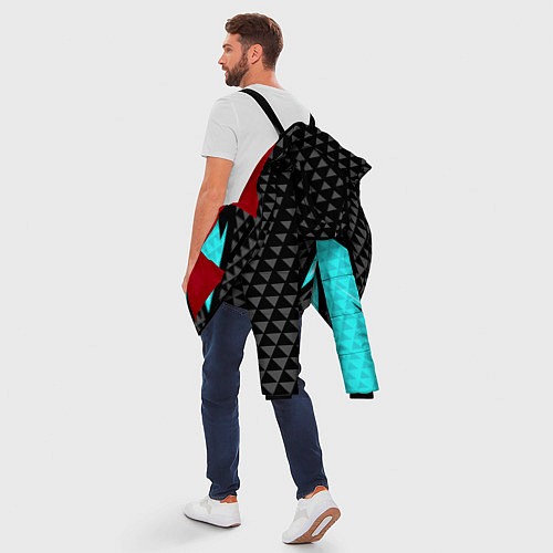 Мужская зимняя куртка Черно-голубая абстракция / 3D-Красный – фото 5