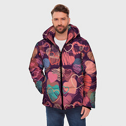 Куртка зимняя мужская Узор из разных сердец, цвет: 3D-светло-серый — фото 2