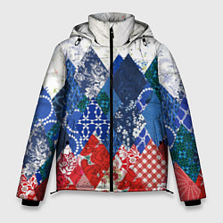 Куртка зимняя мужская Флаг России в стиле пэчворк, цвет: 3D-светло-серый