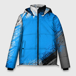 Куртка зимняя мужская Абстрактный пятнистый черно-синий узор, цвет: 3D-светло-серый