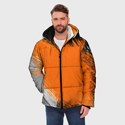 Куртка зимняя мужская Желто-черный узор Мазки краски, цвет: 3D-светло-серый — фото 2