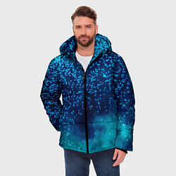 Куртка зимняя мужская Градиент голубой и синий текстурный с блестками, цвет: 3D-светло-серый — фото 2