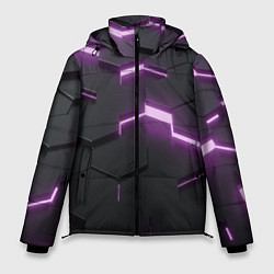 Куртка зимняя мужская Абстрактные шестиугольники, цвет: 3D-светло-серый