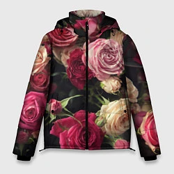 Куртка зимняя мужская Нежные кустовые розы, цвет: 3D-черный