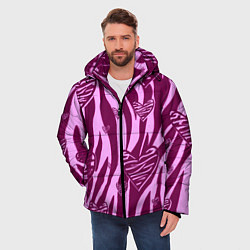 Куртка зимняя мужская Полосатая любовь, цвет: 3D-красный — фото 2