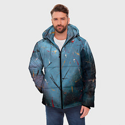 Куртка зимняя мужская Тёмно-синий абстрактный туман и краски, цвет: 3D-светло-серый — фото 2