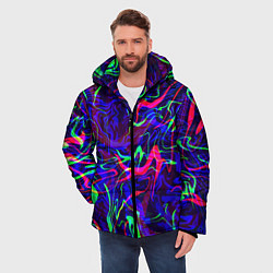 Куртка зимняя мужская Неон: яркие линии, цвет: 3D-черный — фото 2