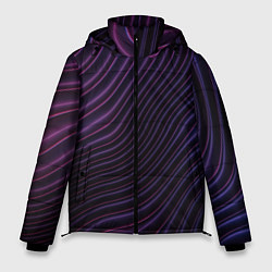 Куртка зимняя мужская Фиолетово-синяя волнообразная абстракция, цвет: 3D-светло-серый