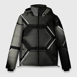 Куртка зимняя мужская Хромированный гексагон объемный, цвет: 3D-светло-серый