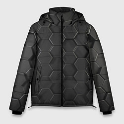 Куртка зимняя мужская Abstraction hexagon grey, цвет: 3D-черный