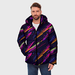 Куртка зимняя мужская Глитч полосы, цвет: 3D-красный — фото 2