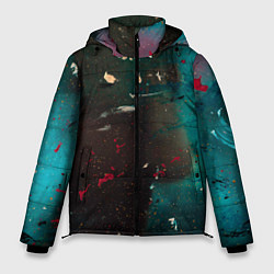 Куртка зимняя мужская Абстрактные тьма, светло-синий туман и мазки красо, цвет: 3D-светло-серый