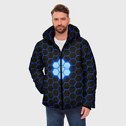 Куртка зимняя мужская Сталь железные соты абстрактные, цвет: 3D-светло-серый — фото 2
