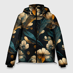 Куртка зимняя мужская Узор цветочный паттерн, цвет: 3D-черный