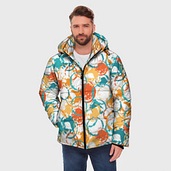 Куртка зимняя мужская Разноцветные пятна красок, цвет: 3D-красный — фото 2
