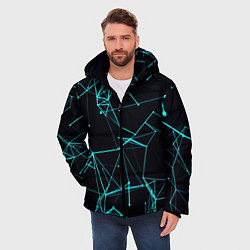 Куртка зимняя мужская Лучи абстракции неоновые, цвет: 3D-черный — фото 2