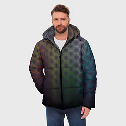 Куртка зимняя мужская Абстрактные соты размытые, цвет: 3D-светло-серый — фото 2