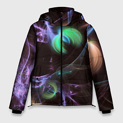Куртка зимняя мужская Магические фиолетовые волны и цветные космические, цвет: 3D-красный