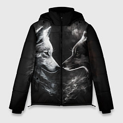 Куртка зимняя мужская Пара волков - белый и черный, цвет: 3D-черный