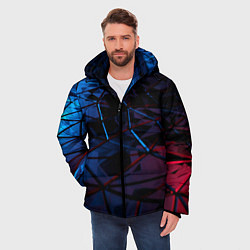 Куртка зимняя мужская Абстрактные грани, цвет: 3D-черный — фото 2