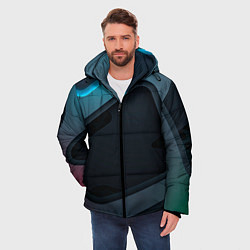 Куртка зимняя мужская Абстракция металл, цвет: 3D-черный — фото 2